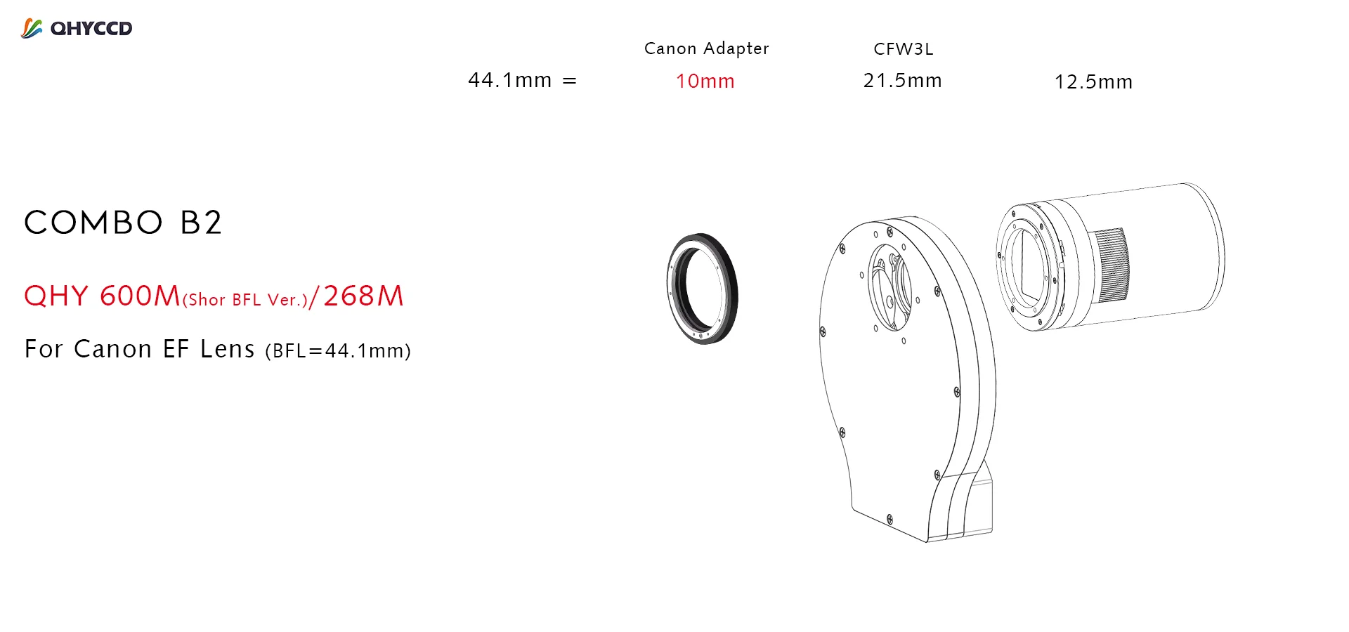 

QHYCCD set adapter ring B2 M54 Canon DSLR lens adapter ring suitable for QHY268M