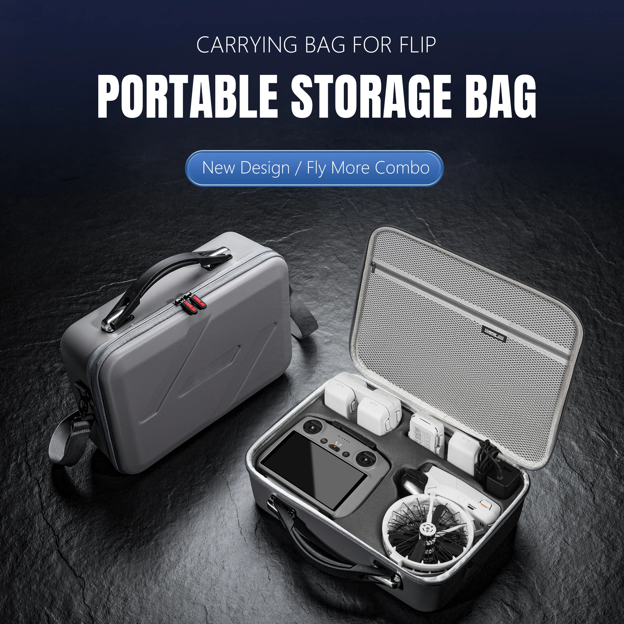 

Flip Drone Case for DJI Flip Fly More Combo Portable PU Leather Shoulder Bag Can Organizes RC2/RC-N3 Remote 7 Original Batteries