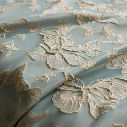 Retro 3D Butterfly Light Luxury Jacquard Fabric Elegant Women's Dress Shirt Bag Decorative Sewing Fabric