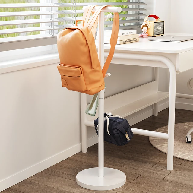Floor-Standing Backpack Hanger, Bedroom Coat and Hat Rack, Children's Backpack Stand, Desk-Side Hook, Bedside Bag Organizer