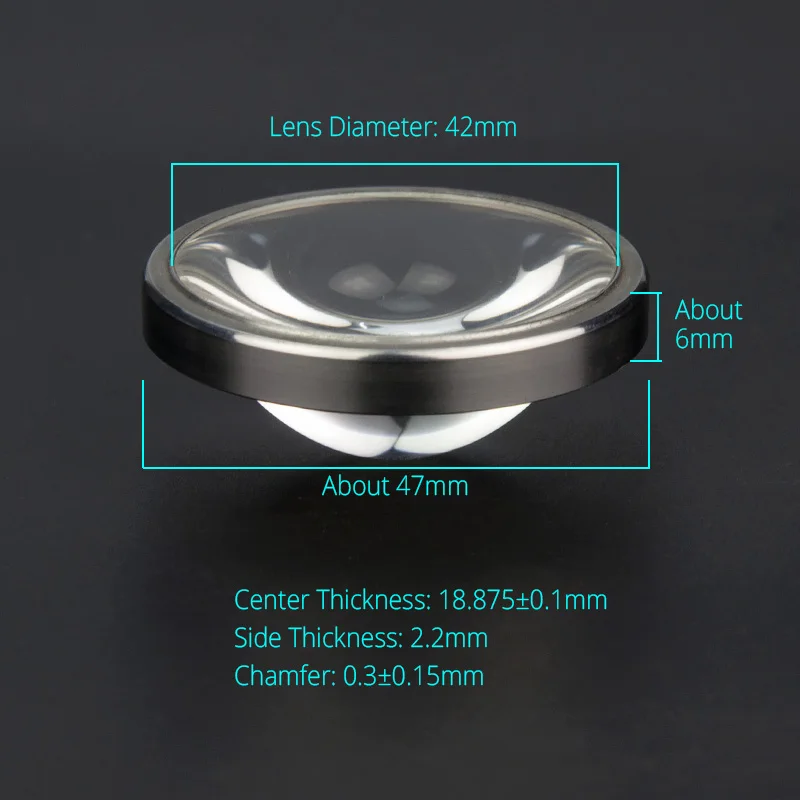 42mm Aspherical Pano-convex Condensing Lens H-PZ33 Optical Glass Plano Convex Lenses Magnifier Imaging Focusing Laser Lentes