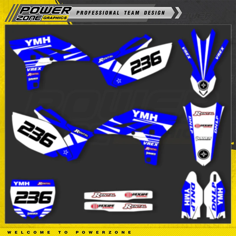 

PowerZone Custom Team Graphics Backgrounds Decals Stickers Kit For YAMAHA YZF250 2010 2011 2012 2013 Motorcycle Deco Decals