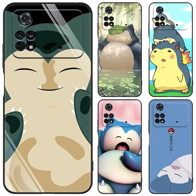 Cute Snorlax Black Phone Case For Xiaomi Mi POCO M6 Pro F5 X5 X4 X3 NFC M5S M3 M4 Pro 5G F3 F4 GT F1 F2 Cartoon Cover