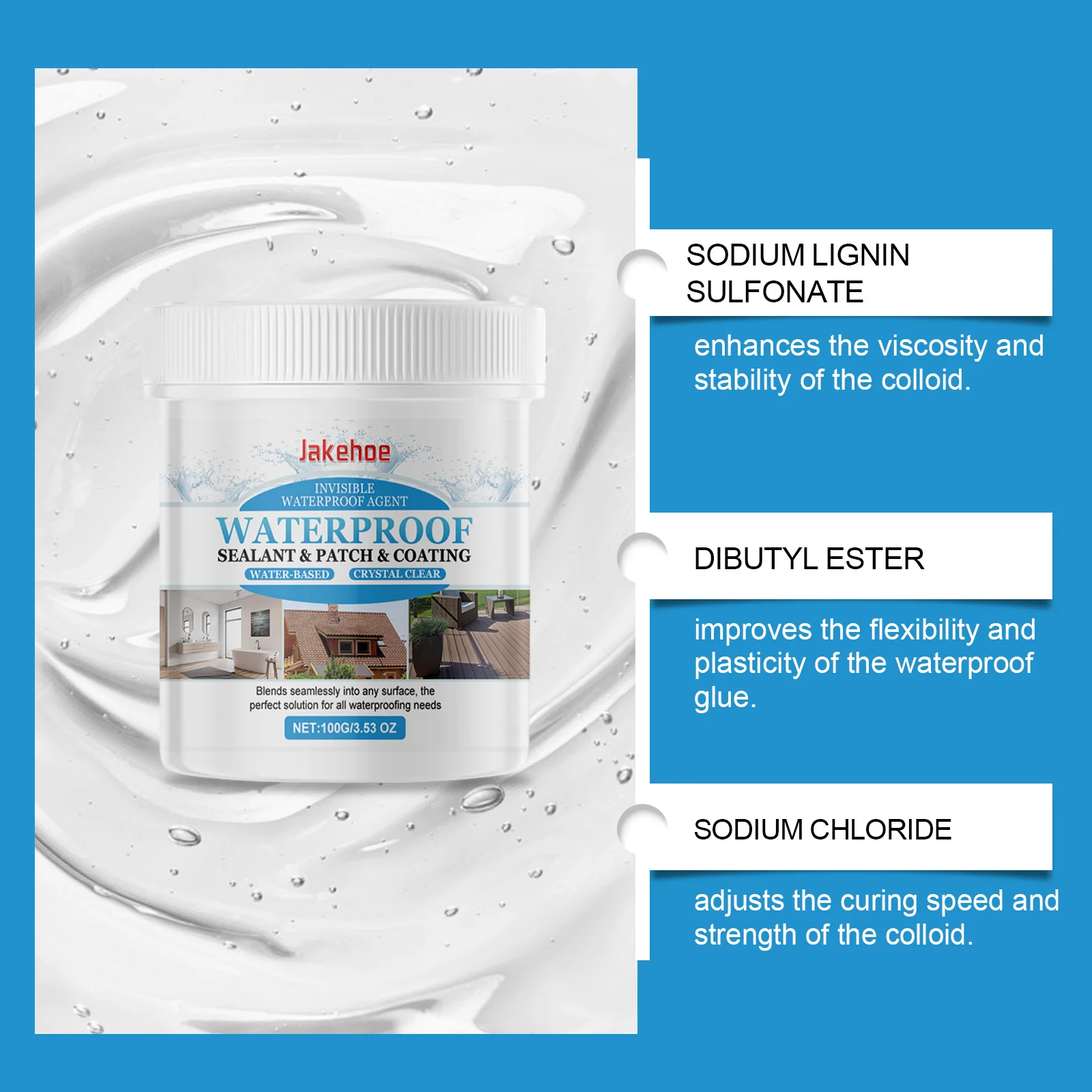 Waterproof Coating Sealant Agent Transparent Glue Invisible Anti Leak Roof Repair Broken Agent Tool For Kitchen Gap Filling