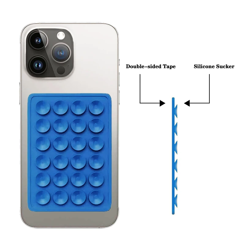 Sucção de silicone para celular, Borracha adesiva, Otário fixo