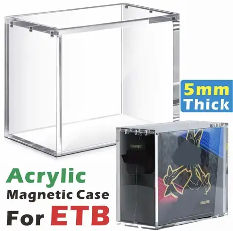 ETB Acrylic Clear Display Case,Features 5MM Thick Strong Magnetic Lid With UV Resistant Protection,Built In Non Slip Structure Ensures Stable Placement,Stackable Design Saves Storage Space,Dustproof And Waterproof Construction Protect Collectibles Well
