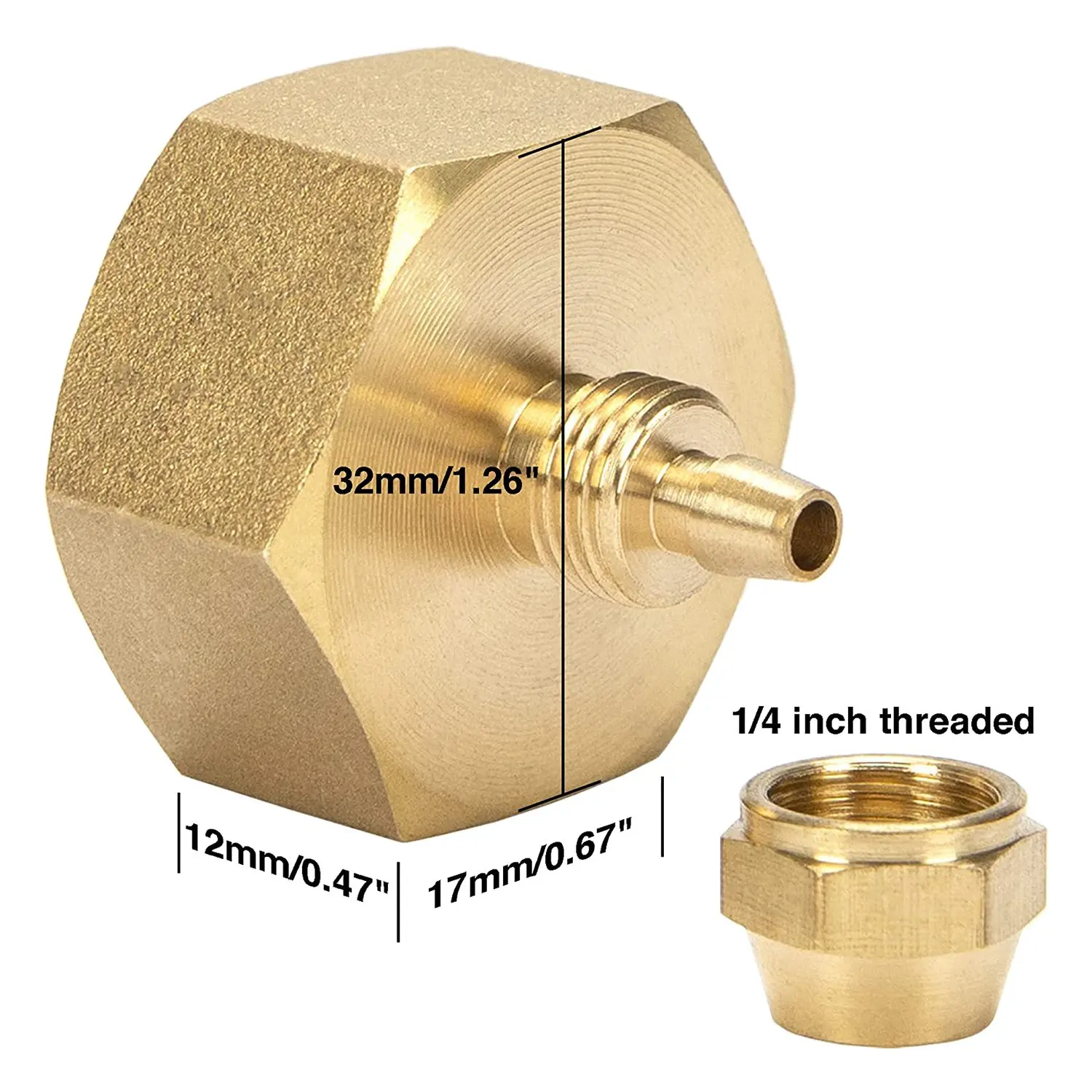 A36T-3/4Inch To 1/4Inch Hose Adapter Garden Brass 1/4Inch To Irrigation Hose Adapter 2Pack With Washer Rubbers