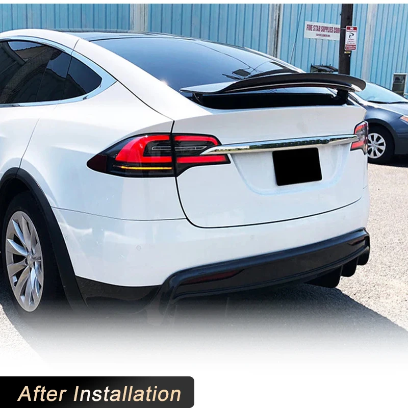 Car Rear Trunk Spoiler Wings for Tesla Model X SUV 75D 90D Sport Utility 4-Door 2016-2019 Rear Boot Lid Wing Lip Carbon Fiber