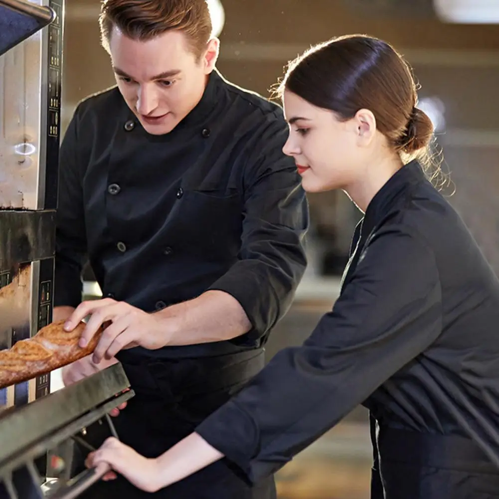 Koch mantel schmutz abweisendes Unisex-Kochhemd mit langärmligem Stehkragen für Küchen bäckerei Restaurant locker sitzen für Kellner