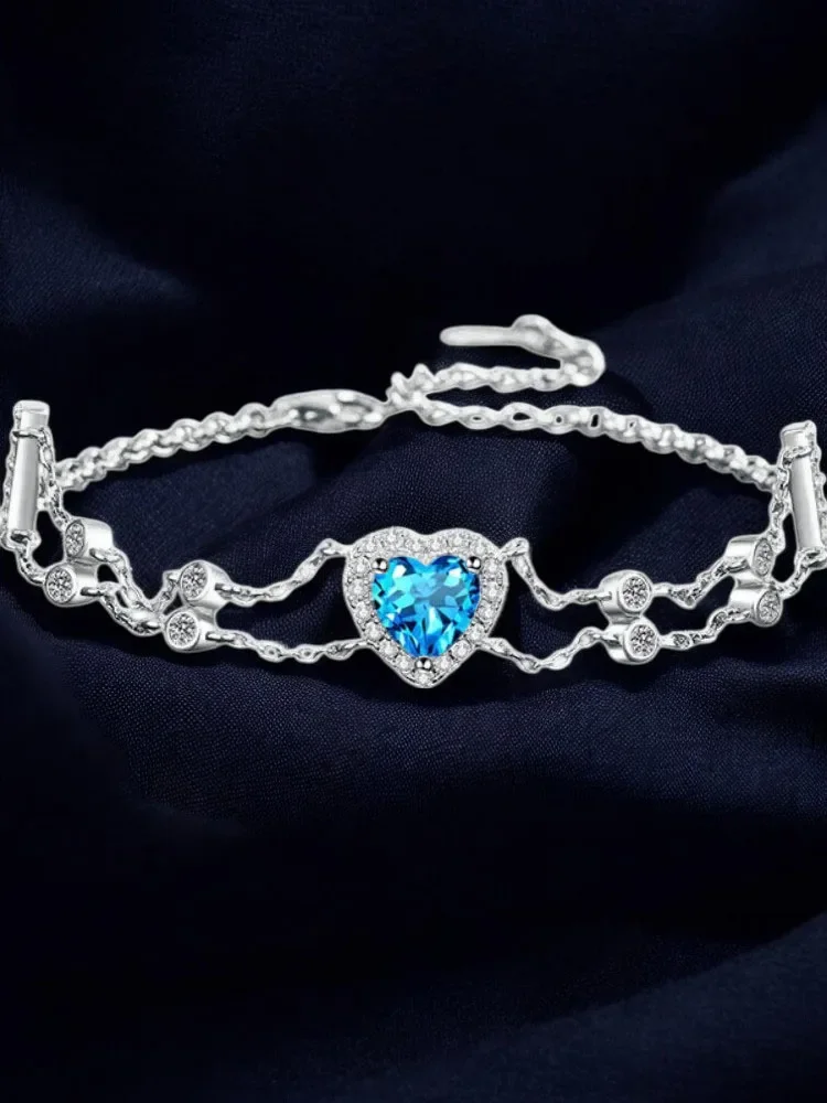 

Fashion Moissanite Bracelet 925 Sterling Silver Bracelets For Women Love Hemming Sweet And Cute Wind GRA