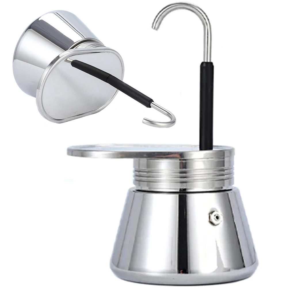 وعاء موكا ذو أنبوب واحد/مزدوج يجعل القهوة اللذيذة 304 إبريق قهوة من الفولاذ المقاوم للصدأ سهل التشغيل وعاء تنظيف سريع 1/2/4 أكواب