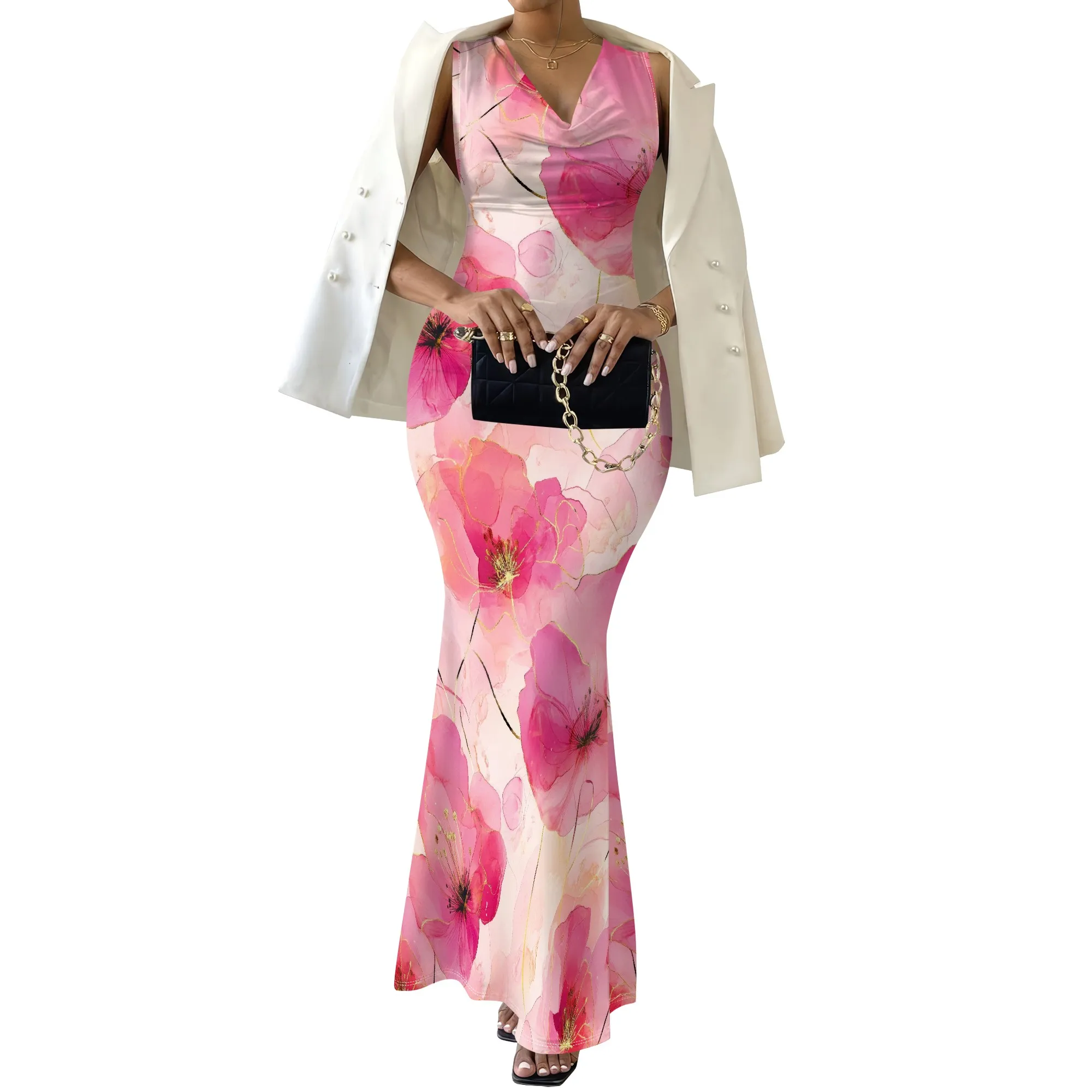 Mini abito corto estivo casual Boho con stampa floreale viola beige senza maniche con scollo a V per le feste delle donne