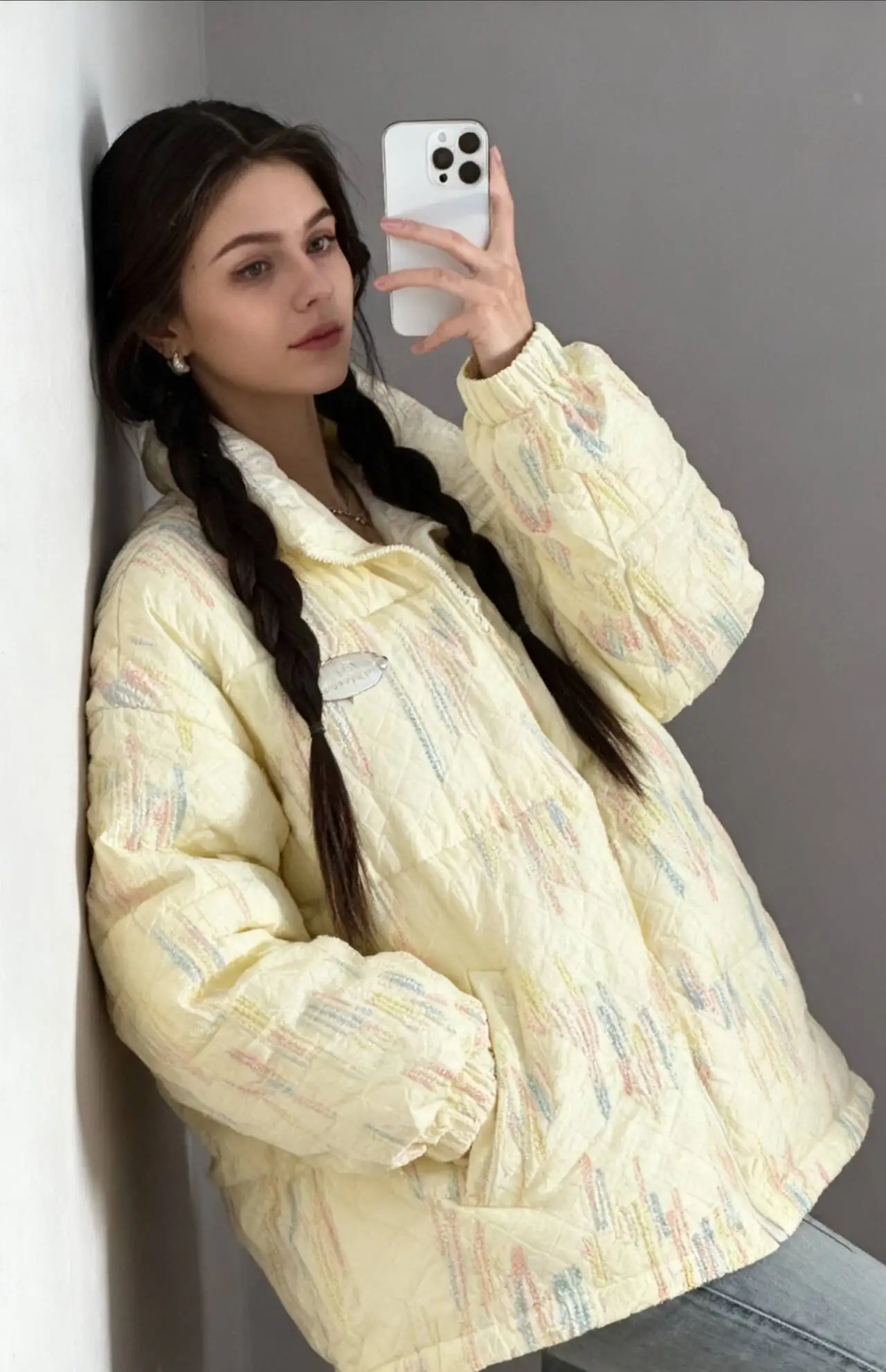 

Парки женские укороченные осенние льняные подкладки матовые однобортные клетчатые аппликации плиссированные панели с боковым клапаном карман минималистичный однотонный