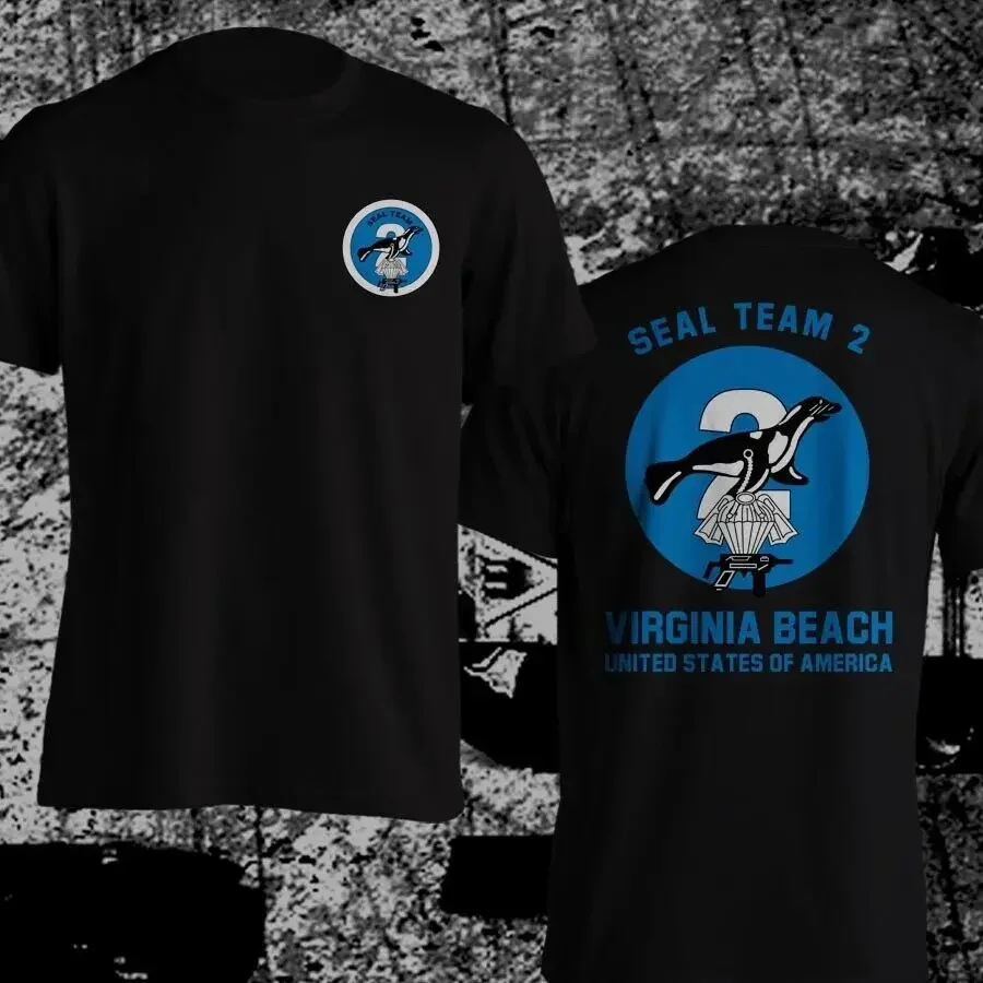 2024  summer SEAL Team 2 DEVGRU Virginia Beach Special Forces Double-sided printed men's tops Casual chic chic women's T-shirts