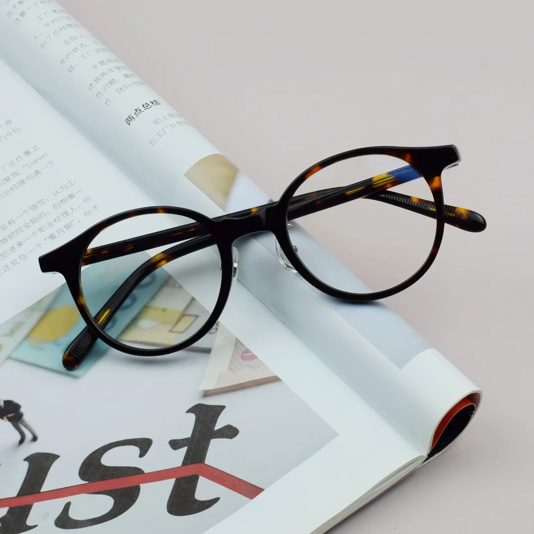 

LUCKY New Luxury Acetate Eyewear Fashion Retro Round Full Frame Optical Prescription Frames Small Size Eyeglasses Man Woman