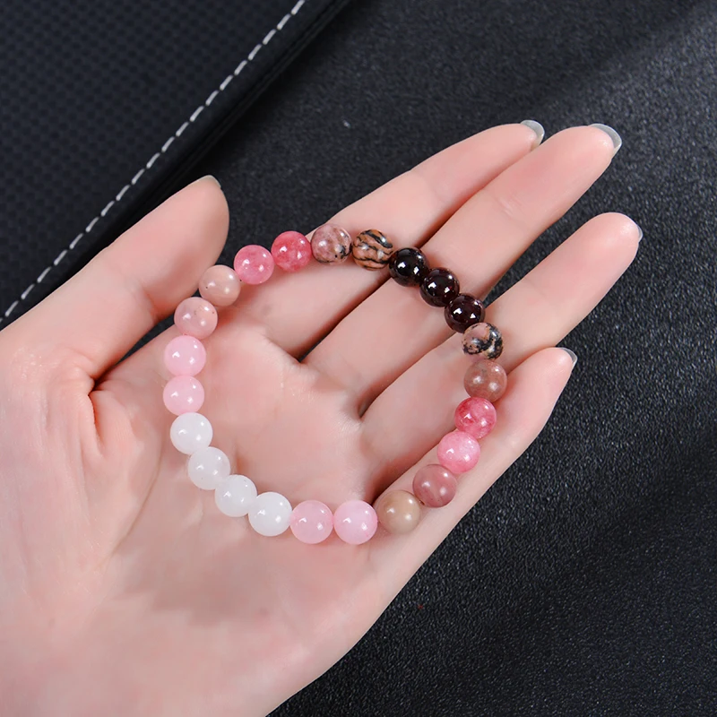 8mm Natural Stone Beaded Bracelets for Women Lucky Attract Love Wealth Good Luck Colorful Charm Bracelet Jewelry Birthday Gift