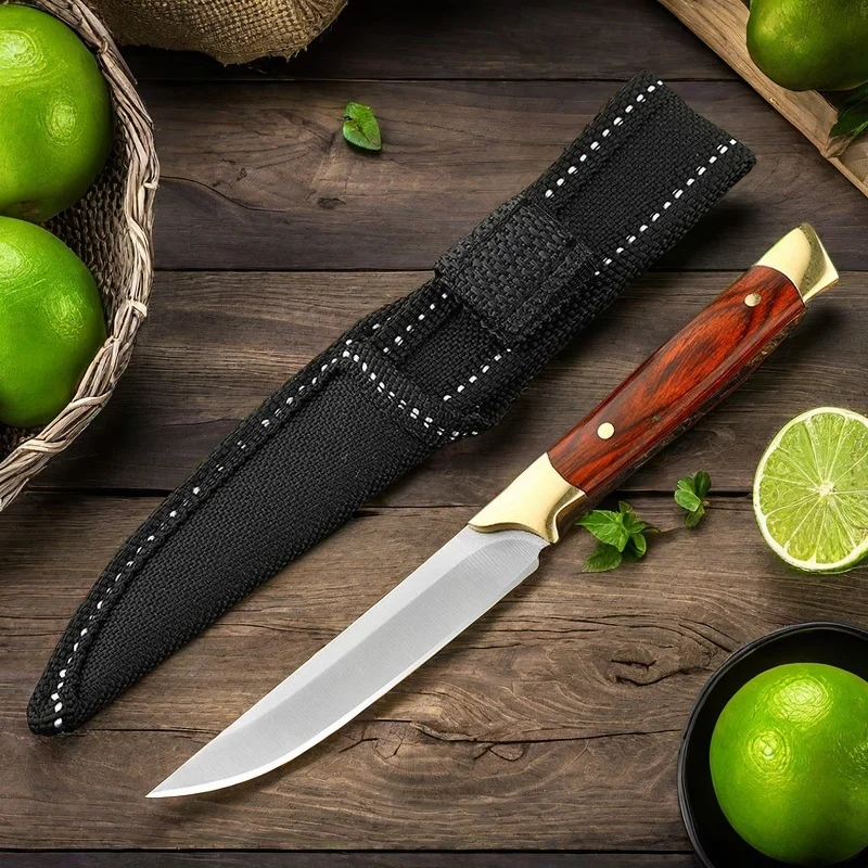 Fruit Knife Hand Held Small Knives For Lamb Eating Portable Dining Knife Kitchen Small Knife With Leather Cover Keychain