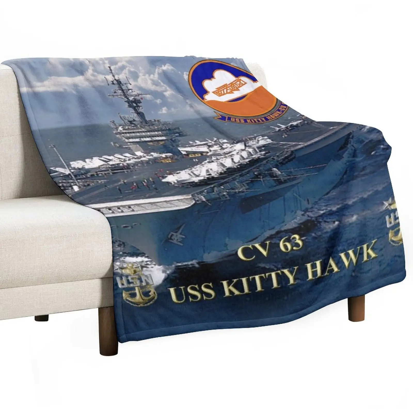 

CV-63 USS Kitty Hawk Throw Blanket Ultra Plush Cozy Blanket for Napping Sleeping