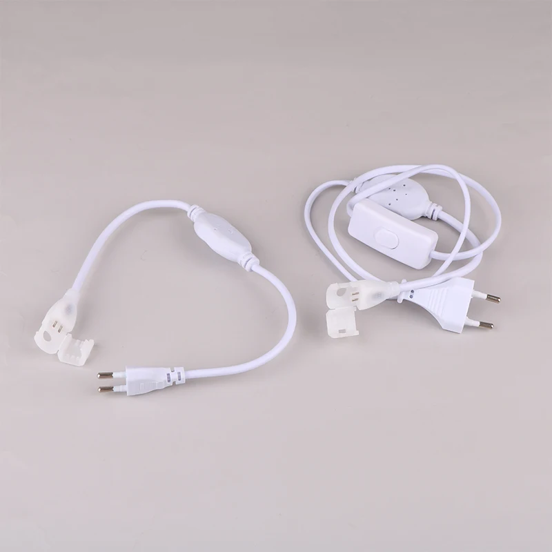 1Pcs Waterproof EU Plug For 220v COB LED Strip Power Supply Plug Fast Connector With Button Switch Cable For IP67 10mm COB Strip