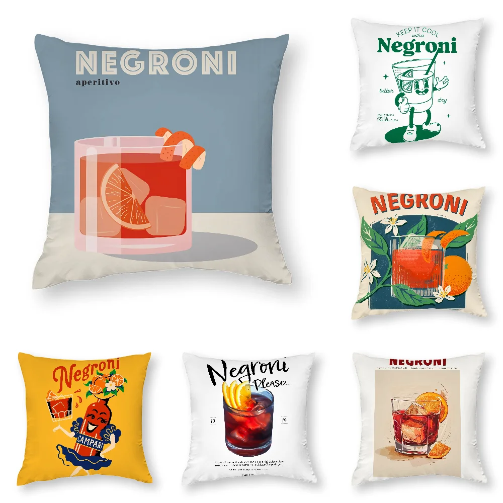 

Negroni Cocktail Pillow Case 3D Print Polyester Fiber 40*40 cm Home Sofa Throw Pillow Cover Decoration Festival Gift