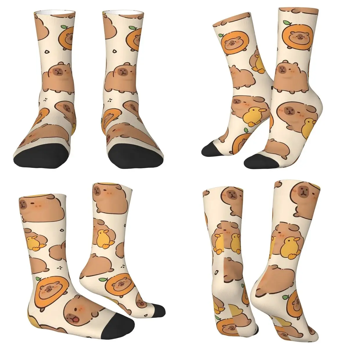 All Seasons Crew Stockings Capybara Cute Cartoon Animal Socks Harajuku Long Socks for Men Women Valentine's Day Gifts