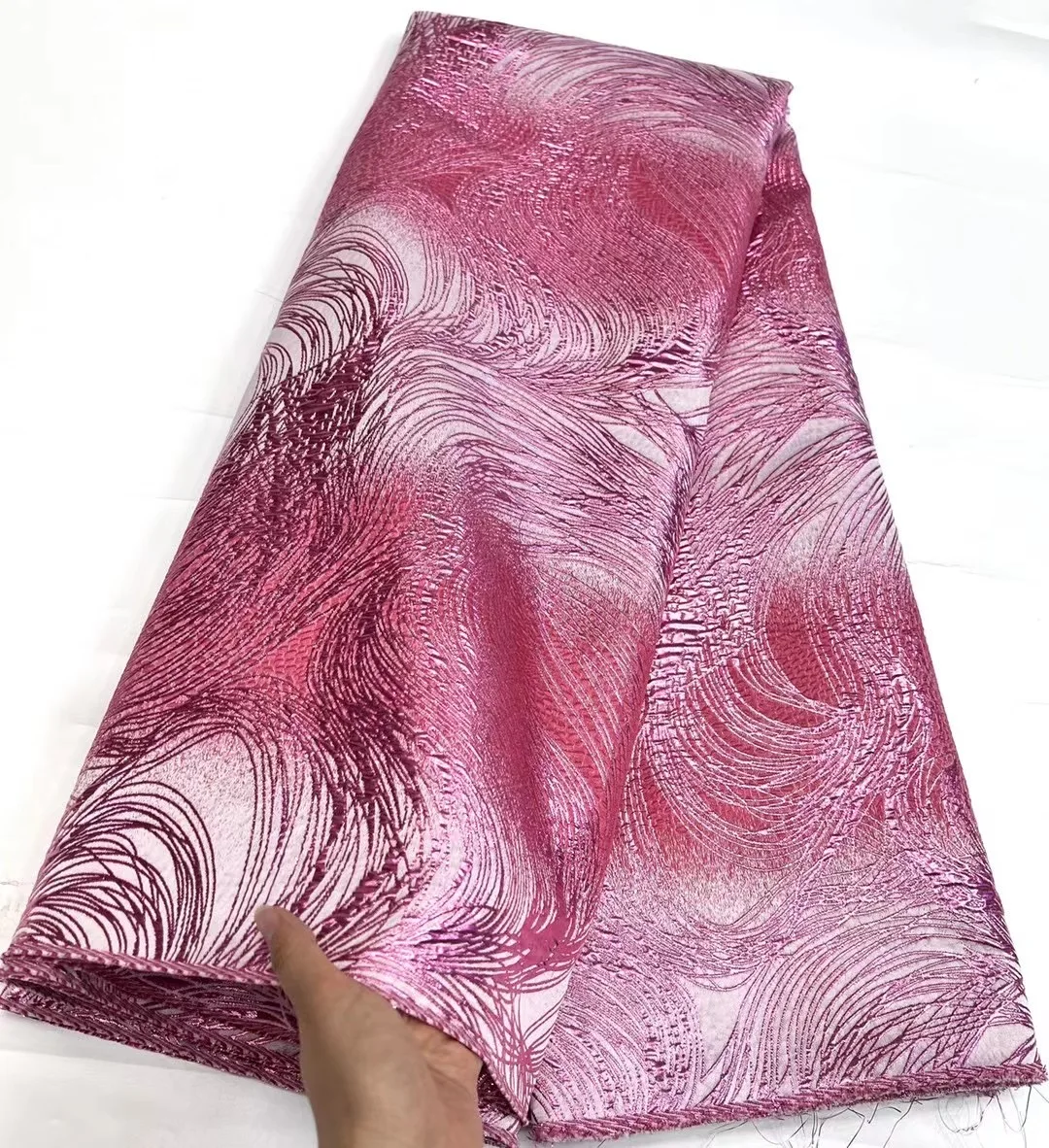 

Африканская парча, жаккардовая кружевная ткань, высокое качество, 5 ярдов, сетчатая кружевная ткань, французская позолоченная кружевная ткань для свадебного платья AH6177