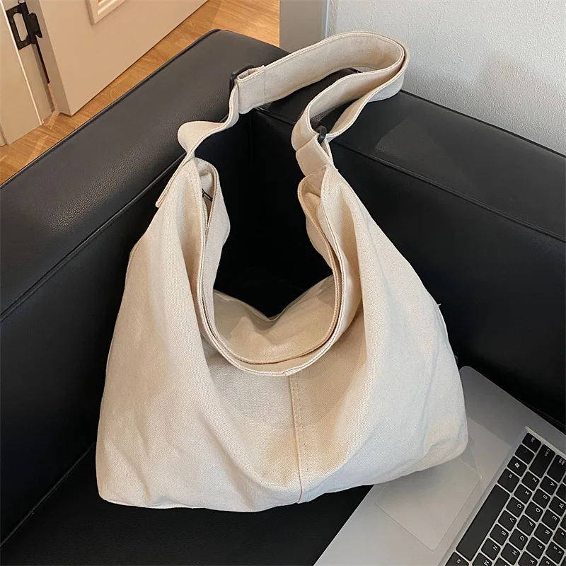 

CGCBAG 2023 New Large Capacity Women Canvas Shoulder Bag Fashion Solid Simple Designer Handbags Casual Female Crossbody Bag