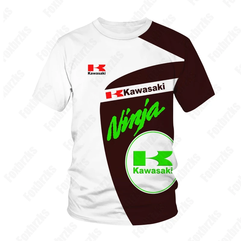 Kawasaki-T-shirt de moto à séchage rapide pour hommes, haut d'entraînement pour enfants et adultes, décontracté, respirant, col rond, imbibé, course, été, 24/25