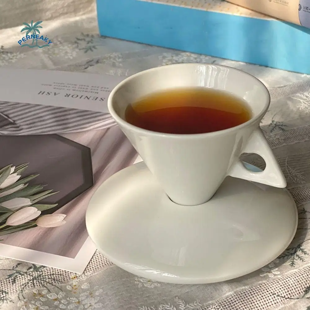 

Чайный стакан из костяного фарфора, набор чашек для эспрессо, коническая винтажная кофейная чашка, минималистичная чашка Demitasse, кафе