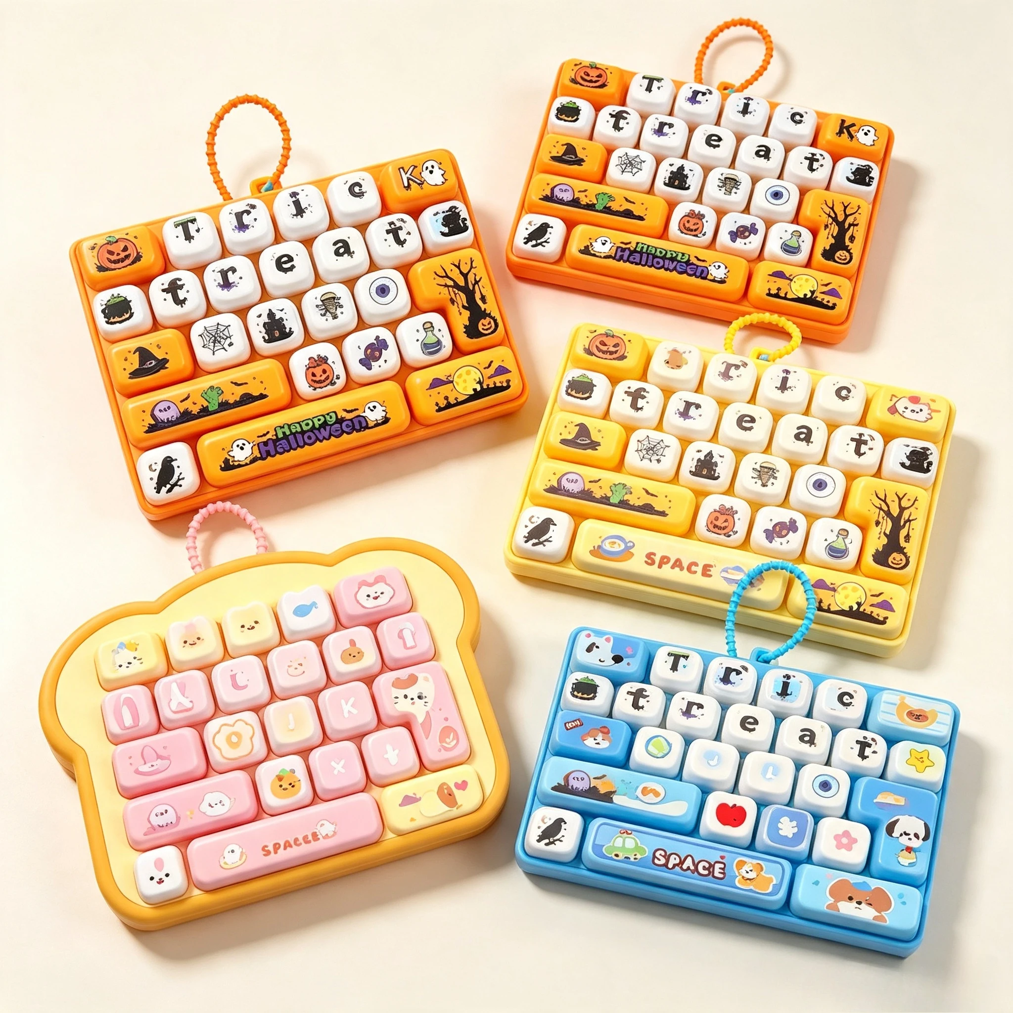 Halloween 26 Grids Keycap Clicker Keychain 키캡 클릭커 Stress Relief Keyboard Keychain Fidget Ornament Backpack Pendant Charms Gift
