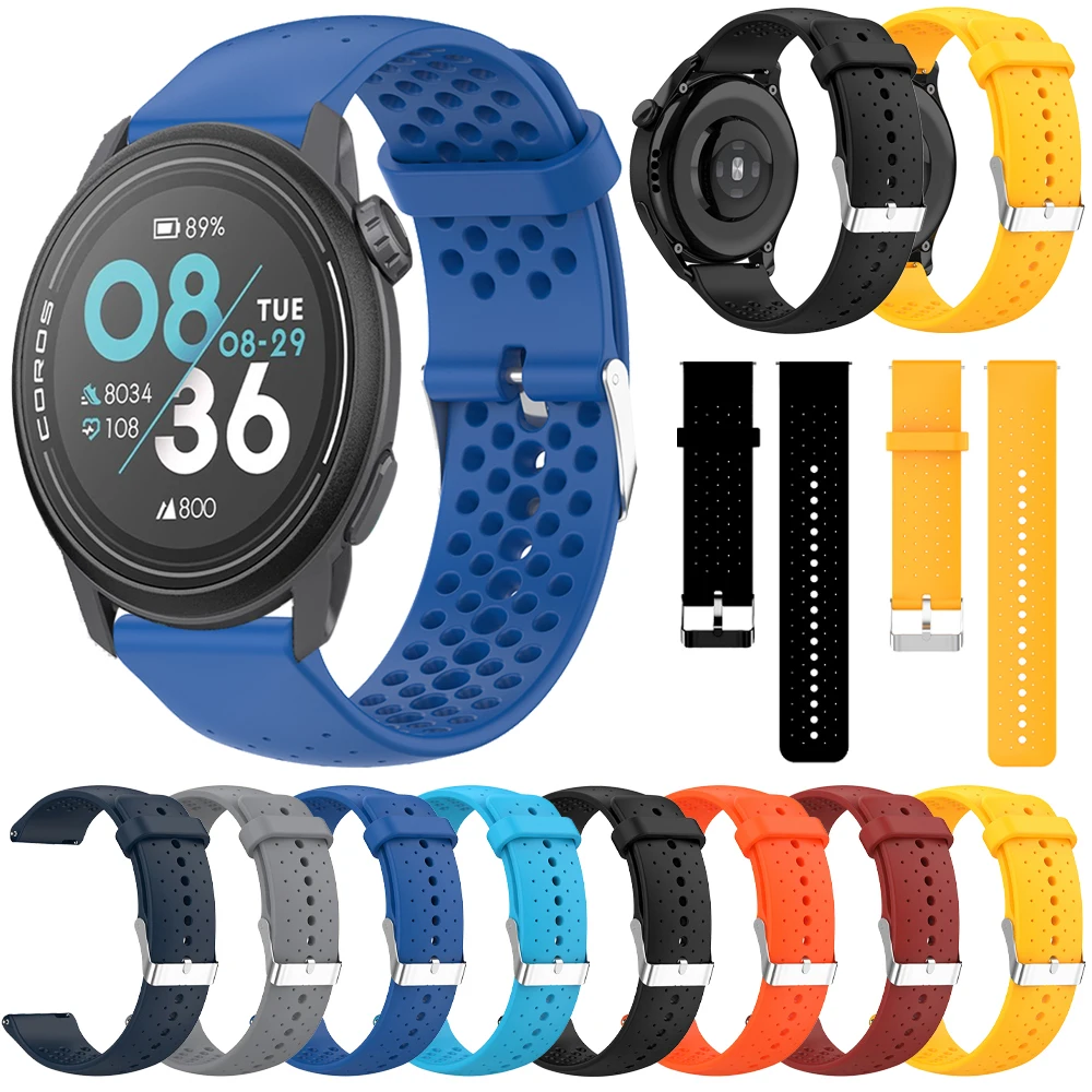 20 22mm Sports Breathable Bracelet For COROS Pace 3 Strap For COROS Pace 2 APEX 2 Pro 46mm 42mm Silicone Smartwatch Watch Bands