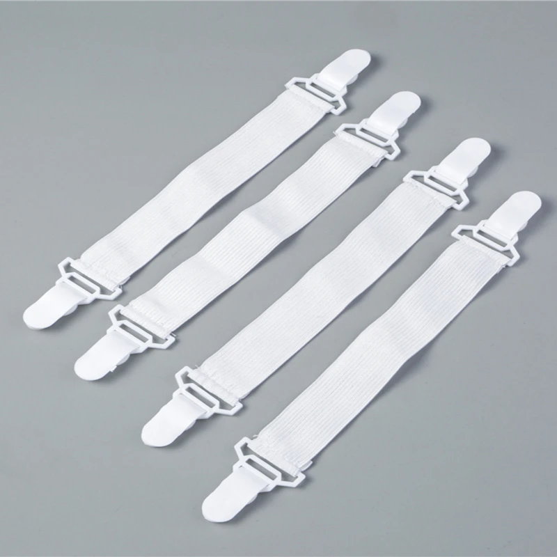 4Pcs/set Elastic Bed Sheet Grippers Double Head Clips Gripper Holder Suspender Bed Sheet Fasteners Adjustable Length 15-30cm