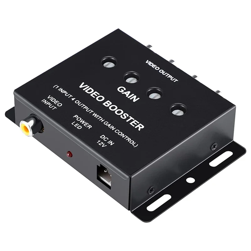 A17R-Car Video Splitter 1 To 4 AV Signal Booster Amplifier Splitter For Car CCTV TV LCD DVD Player 1 Input 4 Output