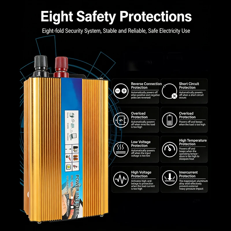 

Auto Car Power Inverter 500W 1000W 1500W 2000W DC12V/24V TO 220V AC Portable For SUV RV Truck Trailer Universal socket