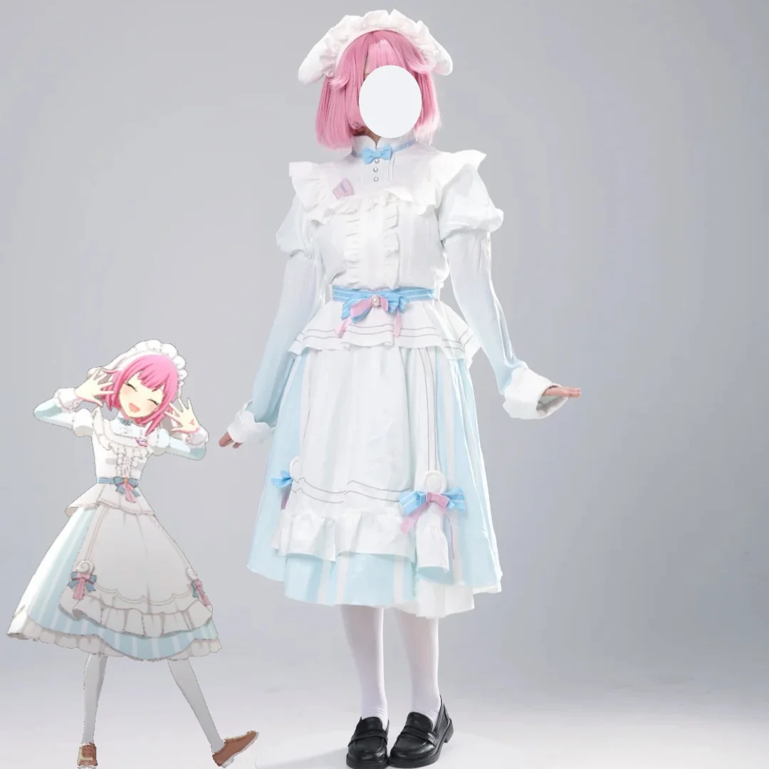Ootori Emu  Collaboration Cosplay Fluffy Maid Outfit 3D Cute Dog Headband Cute Maid Lolita Virtual Idol Stage Costume Wig Set view 4