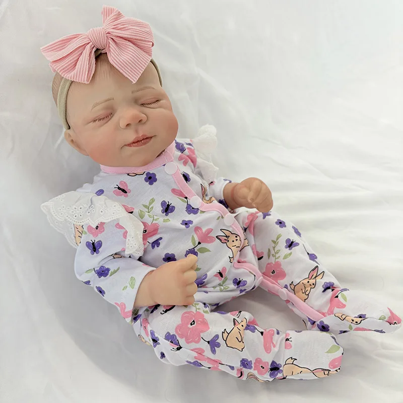 48CM Painted Hair Reborn Baby Dolls Pascale with Rooted Eyelashes Safe Cotton Toy for Girls