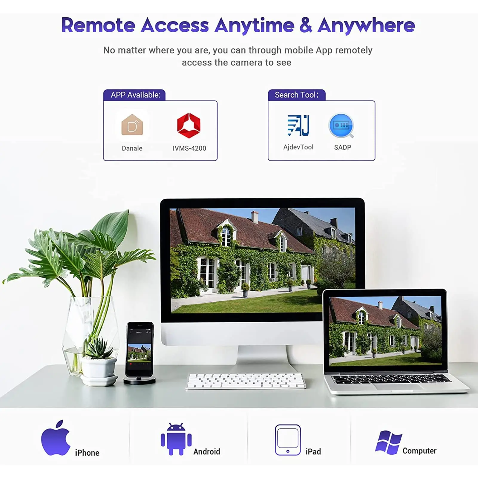 كاميرا Vikylin US/AU Warehouse Hik متوافقة مع كاميرا IP بالألوان الكاملة بدقة 6/8 ميجابكسل صوت ثنائي الاتجاه MD2.0 onvif كاميرا مراقبة فيديو خارجية CCTV #6