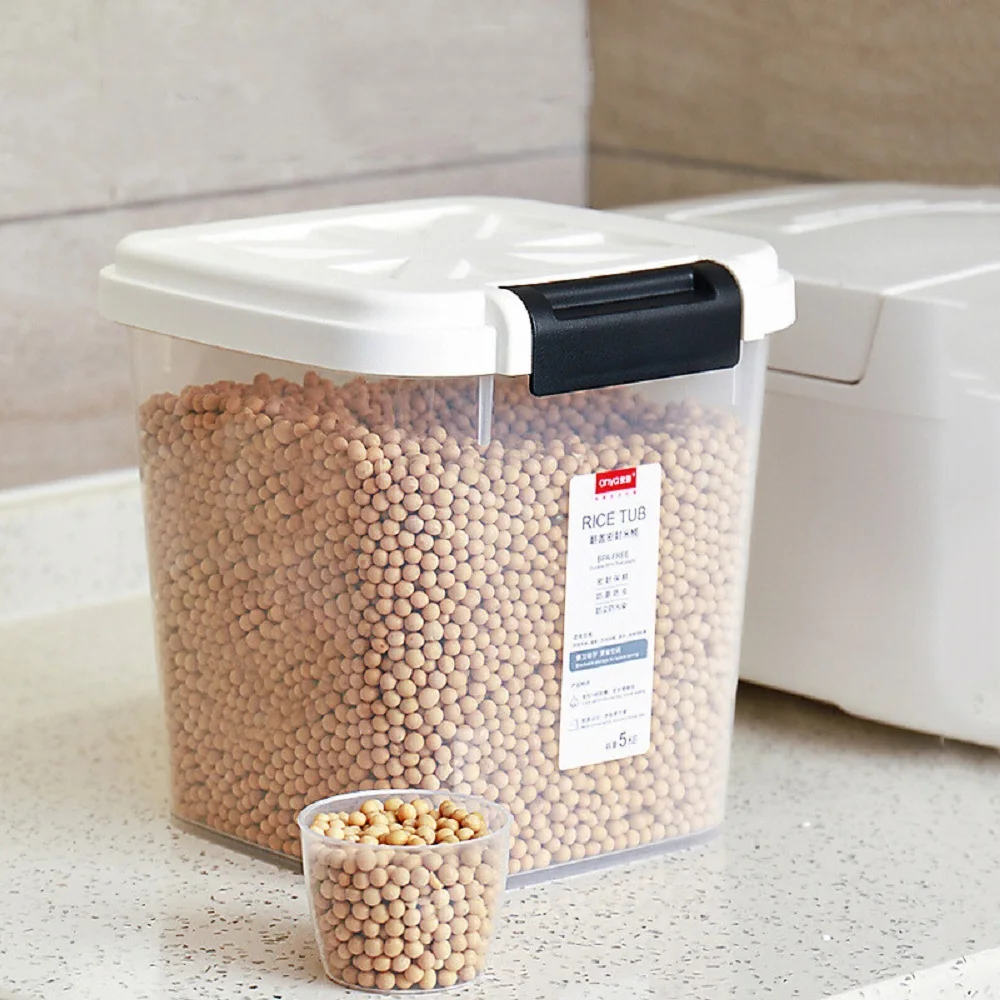 

Kitchen Moisture Proof Sealed Jar, Grain Organizer, Hermetic Flour Rice Container Cereals Bucket Storage Box Coffee Bean Pet Foo