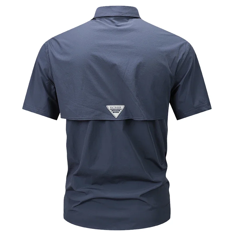 Summer Cargo Short Sleeve Shirt Men\'s Casual Waterproof Breathable Polo Shirt Outdoor Camp Hiking Safari Work Shirt Top Pocket