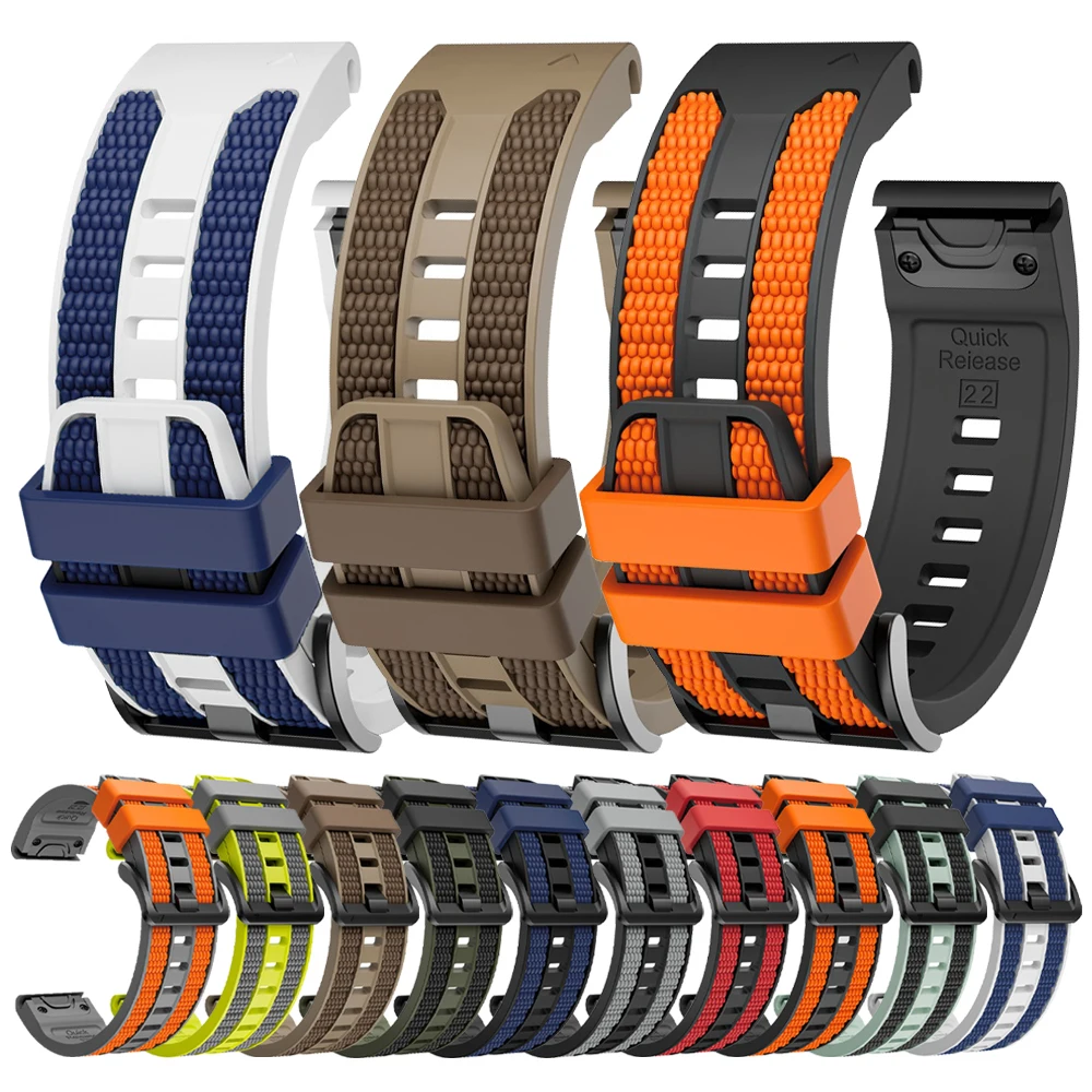 26mm 22mm Woven Pattern Silicone Strap For Garmin Fenix 8 Pro E 7X 7/Enduro 3/Epix Pro/Tactix 8 Solar QuickFit Sports Watch Band