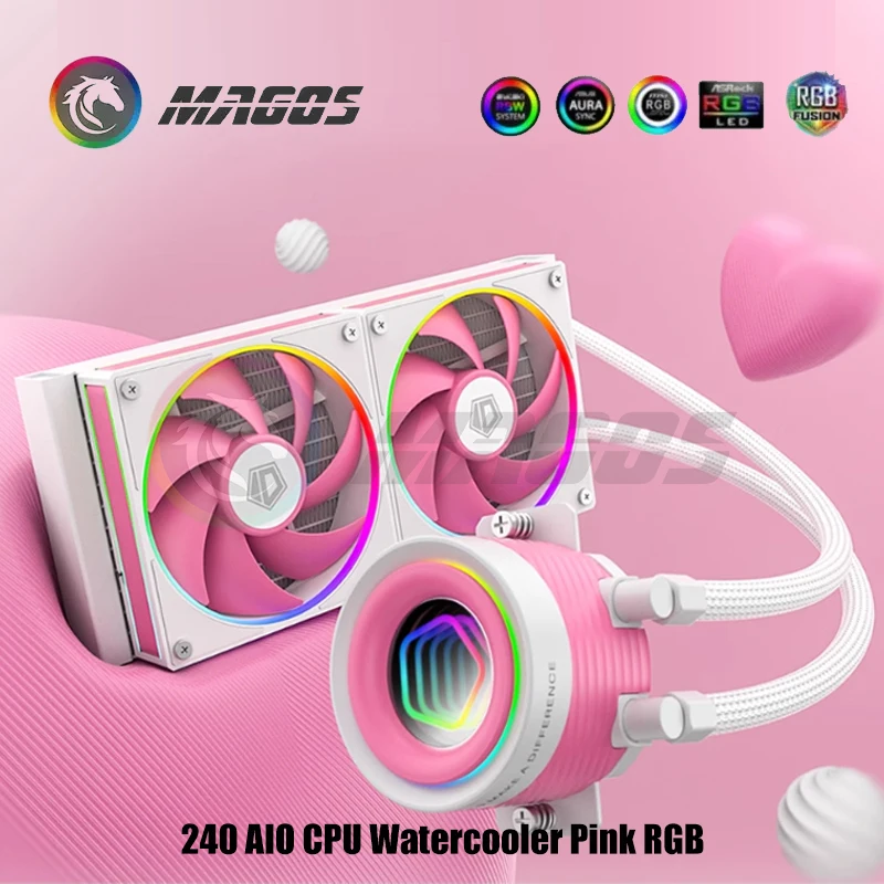 240 AIO CPU Watercooler Pink RGB For 1700 Intel LGA20XX 1200 115X  AMD AM4 AM5 240mm Radiator PC Cooling 5V ARGB AURA SYNC
