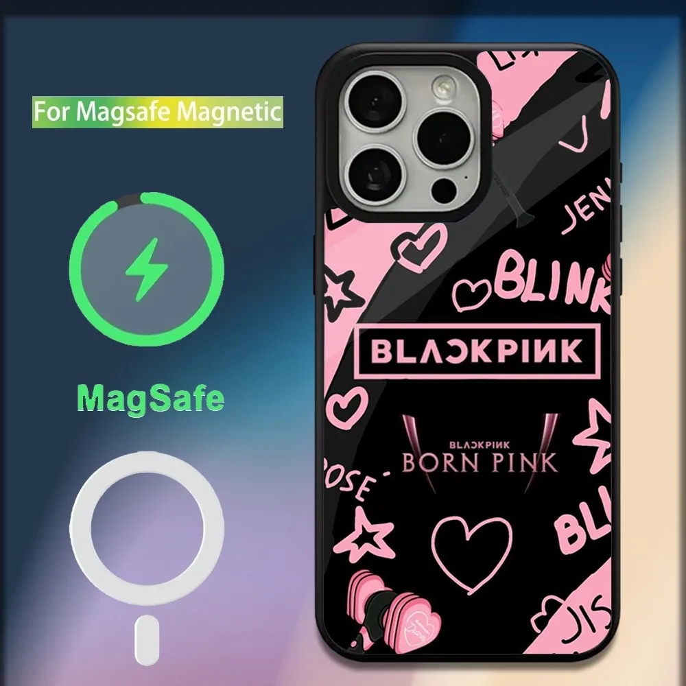 Kpop B-BlackS Girls  P-PinkS  Phone Case For iPhone 16,15,14,13,12,11,Plus,Pro,Max,Mini Magsafe Magnetic Wireless Charging