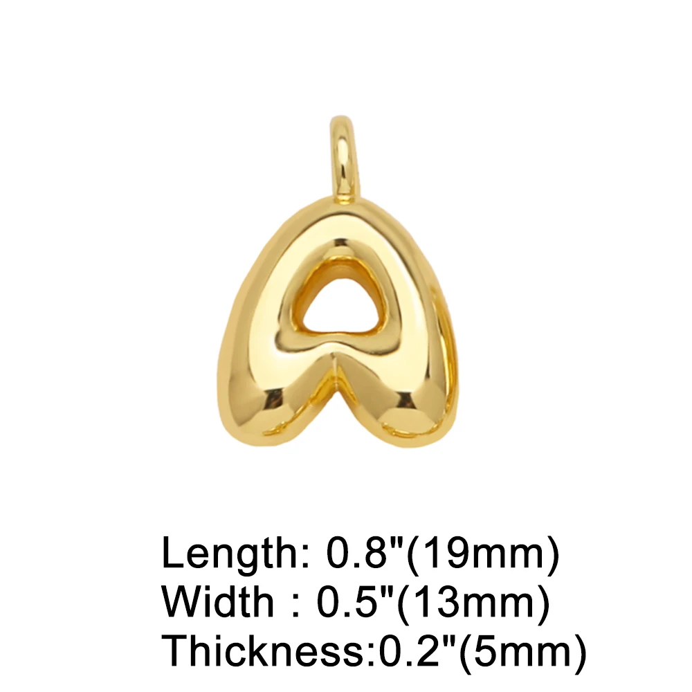 OCESRIO Polish Mini Gold Color Ballon Initial Letter Necklaces Pendant Copper Gold Plated Jewelry Making Supplies pdtb501