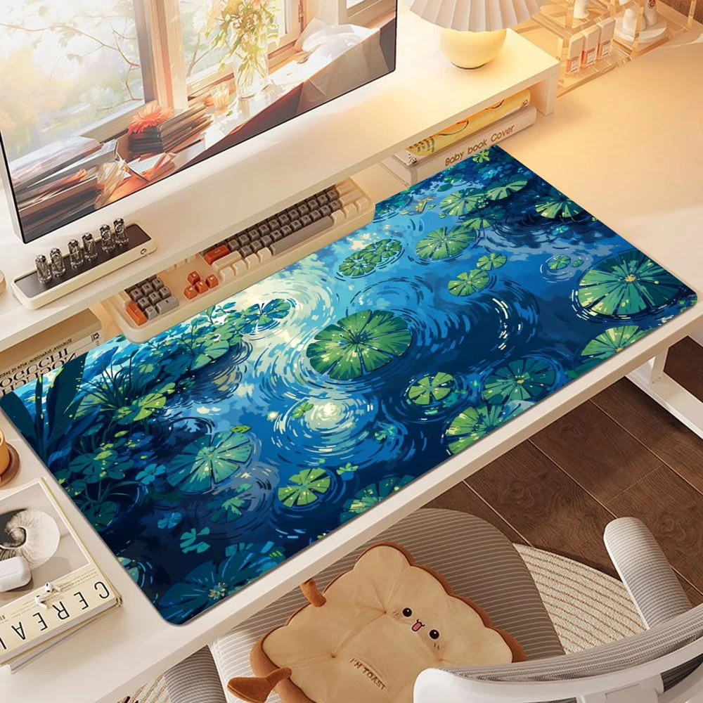 

Pond lotus leaf Mouse mini PC Pad Large keyboard MousePad Gaming Rubber phone playmat Lock Desk Mat Computer Gamers work office