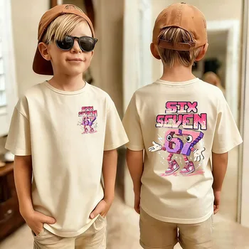 Cute Funny Six Seven Italian Brainrot 67 Number Graphic Print T-Shirt Boy/Girl Summer Short Sleeved Kids Tshirt Top Fan Gifts 5