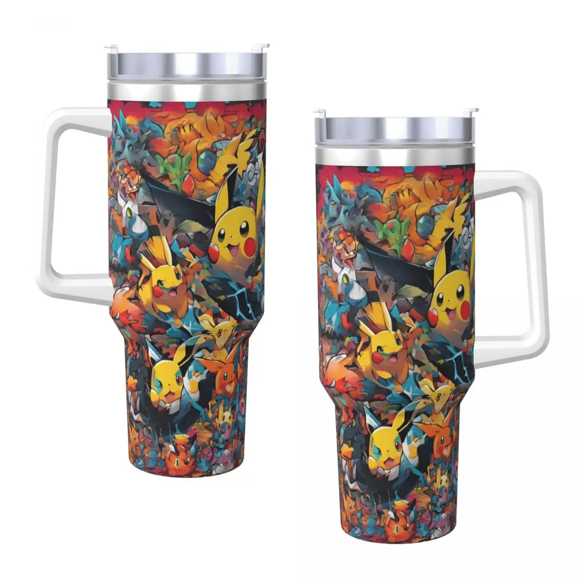 Pokemon Cartoon Anime HD Print Tumbler Hot Drinks Water Bottle Portable Stainless Steel Thermal Cups Custom Travel Mugs Cup