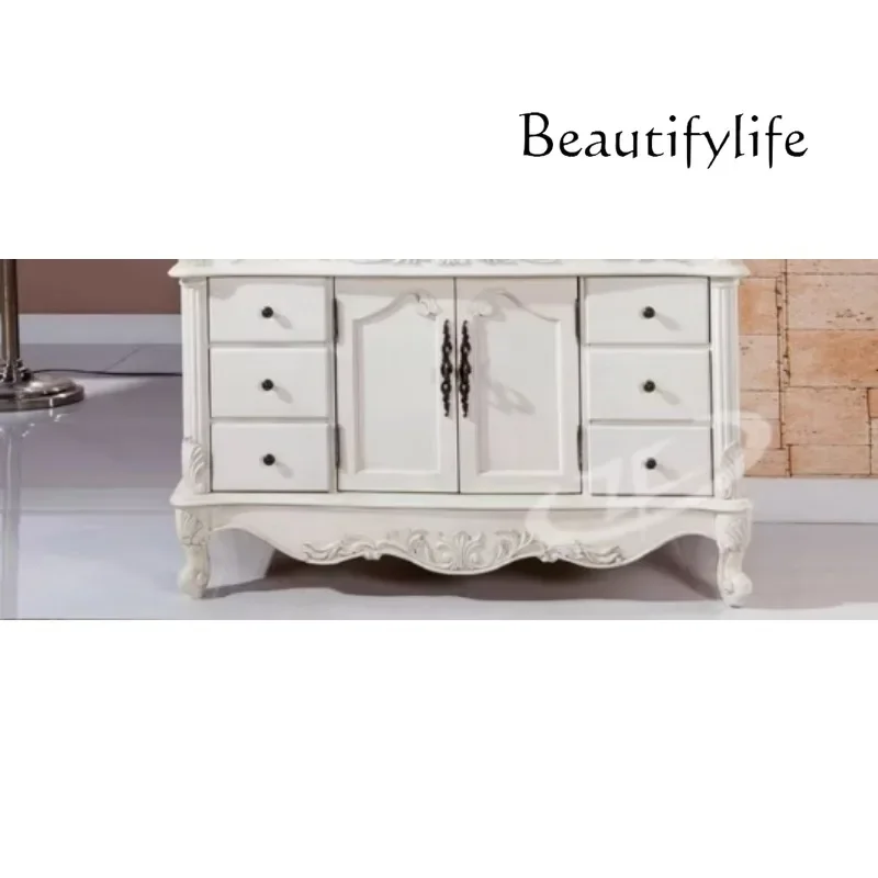M American Light Luxury Designer White Single Basin Hand Wash Cabinet 1.2 Meters Long Bathroom Cabinet