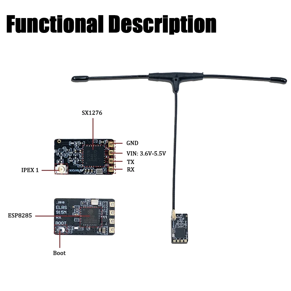 Receptor BAYCK Nano ELRS 915MHz 2,4GHz banda dupla, longo alcance com antena T, WiFi atualizado para quadricóptero RC FPV Racing Drone