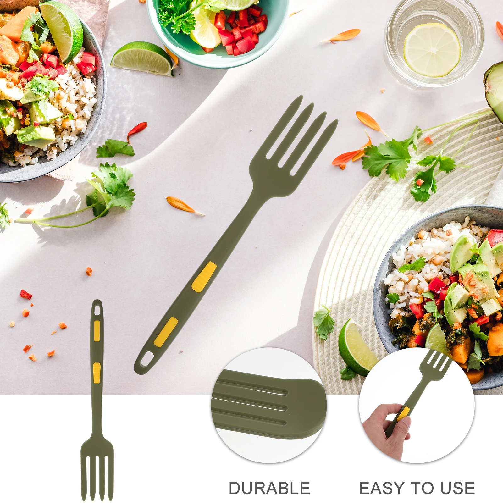 

Silicone Fork Kitchen Accessory Light Green Multi-function Food Salad Tool Healthy Dining Utensil Safe Practical Household