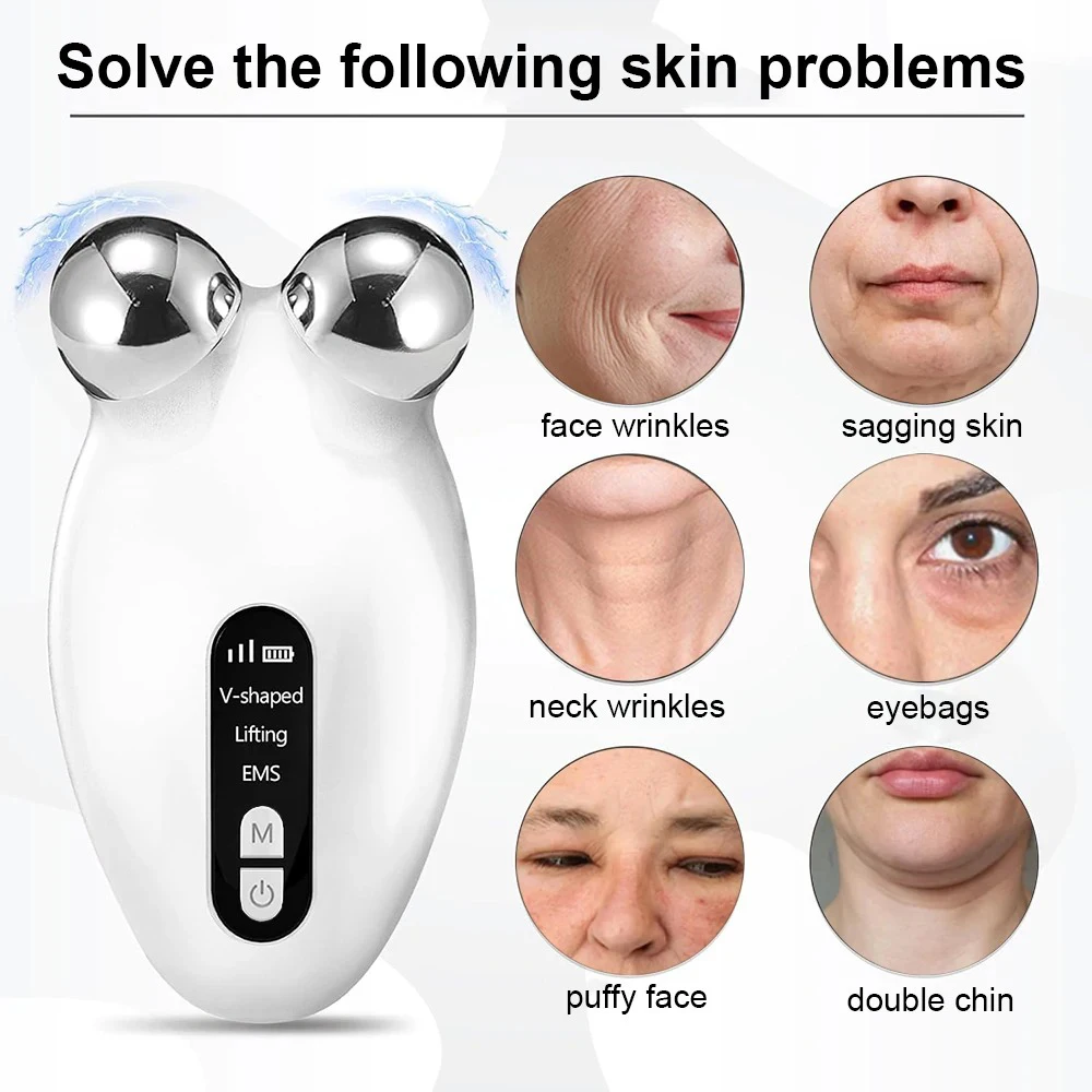 Face Lifting EMS Massager EMS Microcurrent Face Massager Facial Wrinkle Lifting Machine Face Reduce Double Chin Wrinkle Removal